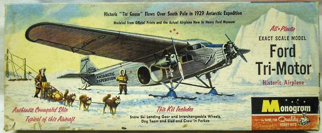 Monogram 1/77 Ford Tri-Motor - 1929 Antarctic Expedition with Skis  Four Star Issue, PA15-98 plastic model kit